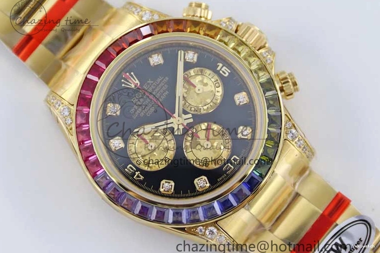 Diamonds YG Edition 1:1 Best Steel YG TWF on YG Dial Daytona A7750 116595RBOW 904L Bracelet Black 0306